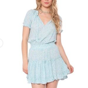 We’re All Pretty Girls Floral Blue Flare Bohemian Dress Size Large